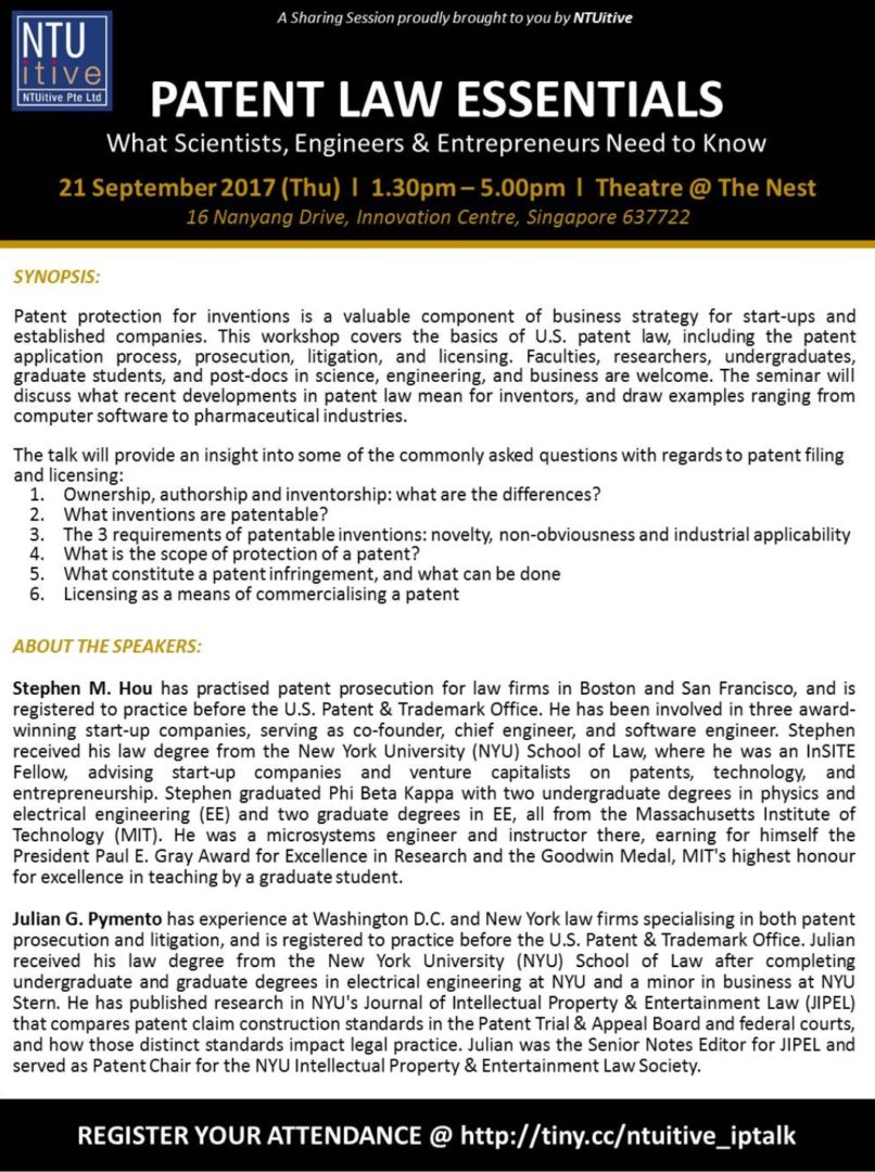 US Patent Law Essentials (NTU)
